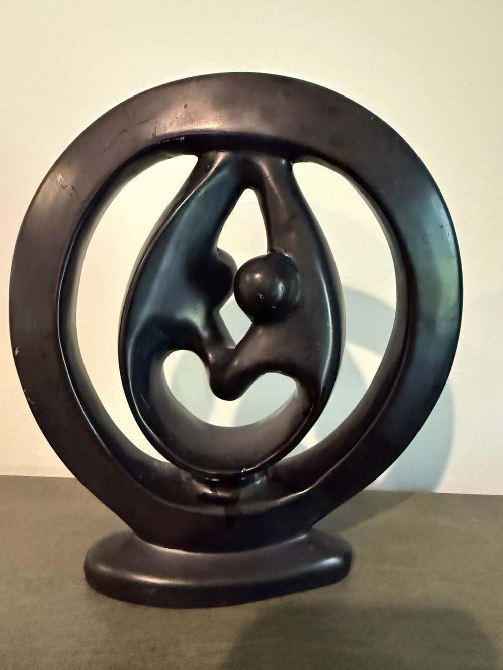 Hand-Carved Soapstone Abstract Dancing Couple 'Circle of Love' Sculpture Made in